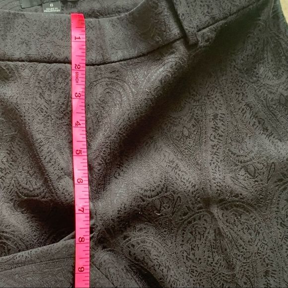 Ann Taylor Black Damask Brocade Style Cropped Pant Size 6 - Picture 5 of 11